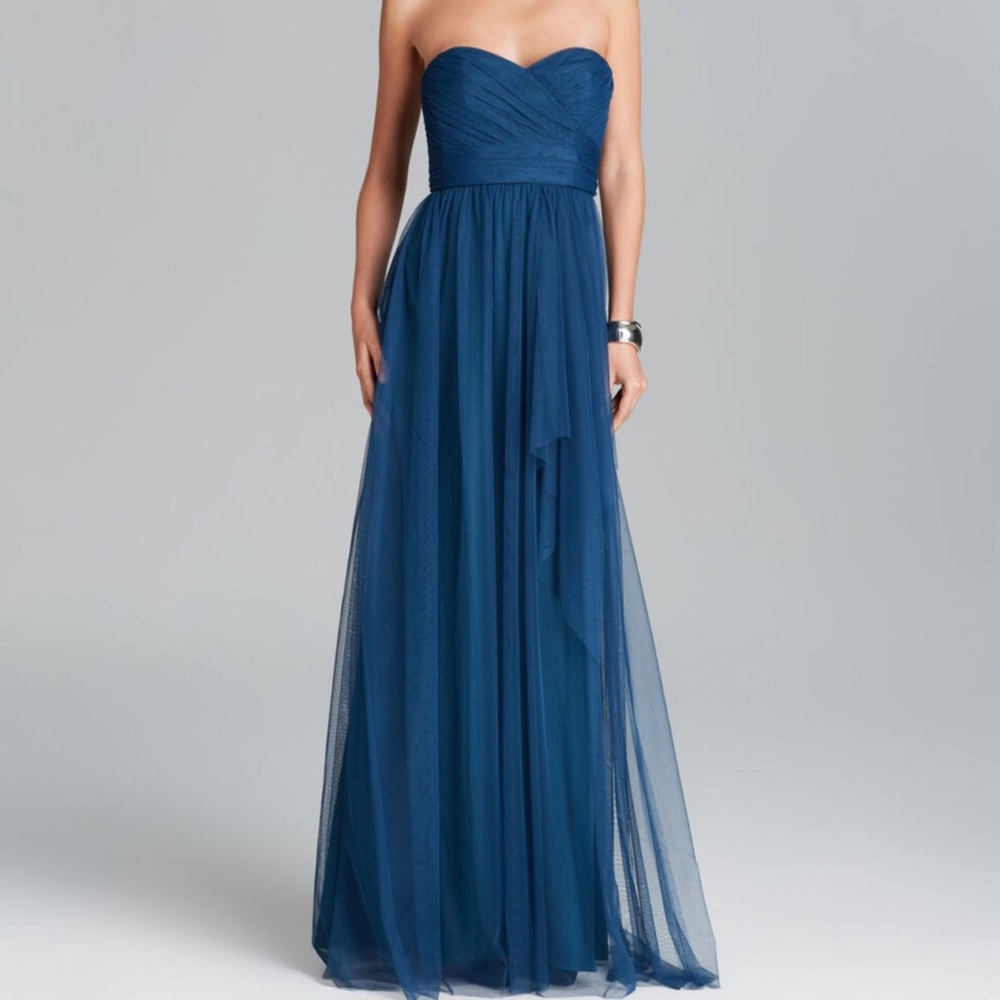 Prom or wedding Dress - Amsale Empire Ruched Blue Gown